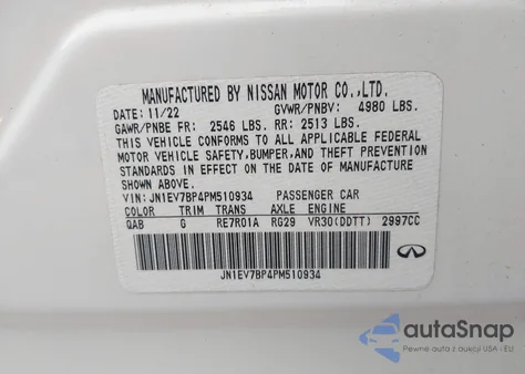 2023 Infiniti Q50 Luxe from USA, damaged, VIN JN1EV7BP4PM510934